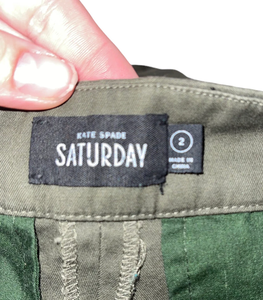 Pantalones Cortos Estilo Chino Kate Spade Saturday Talla 2 Verde Ejército Foto 3 de 4