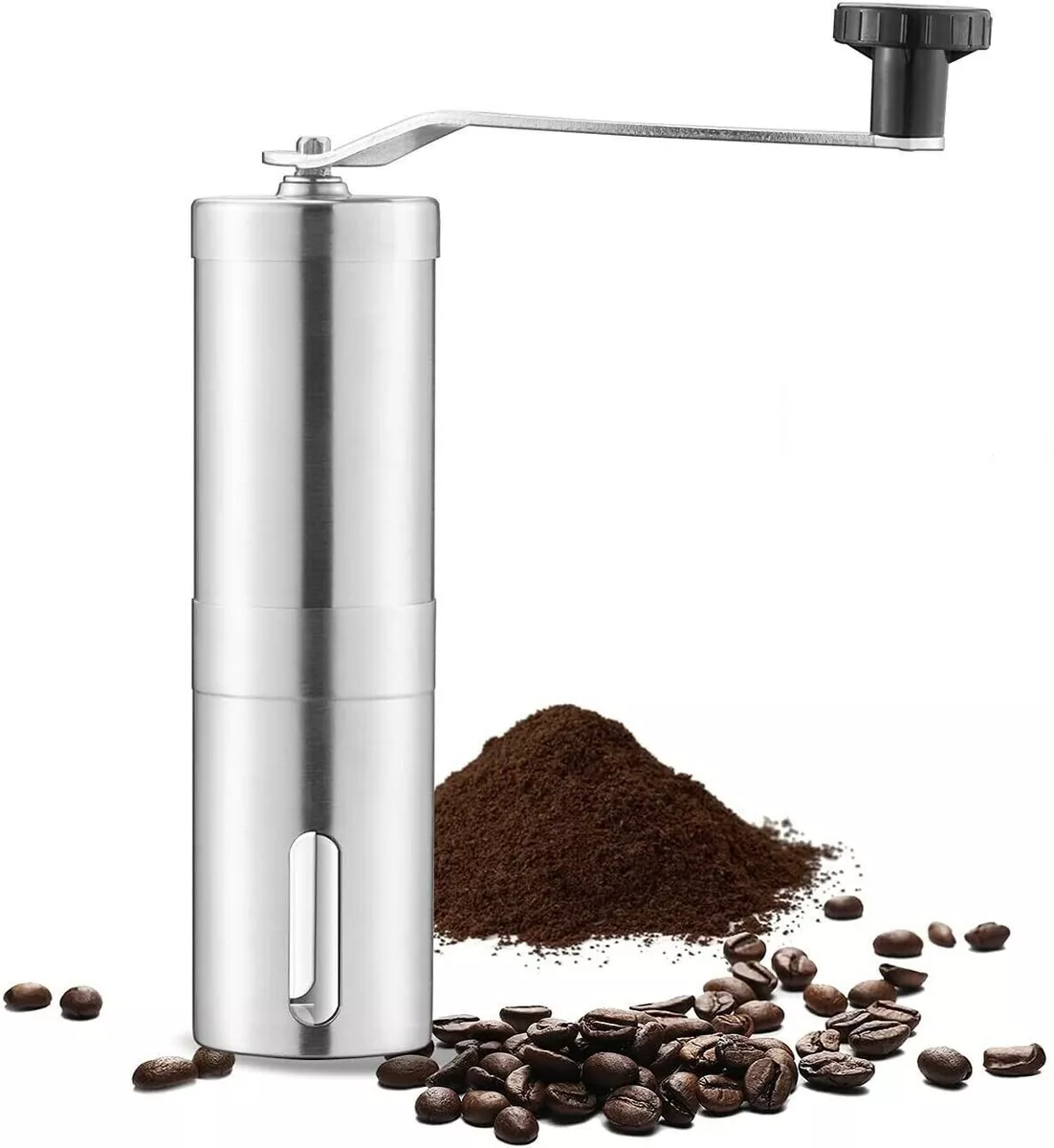 Blue Brew-Pro Ceramic Burr Manual Coffee Grinder with 2 Airtight Canisters