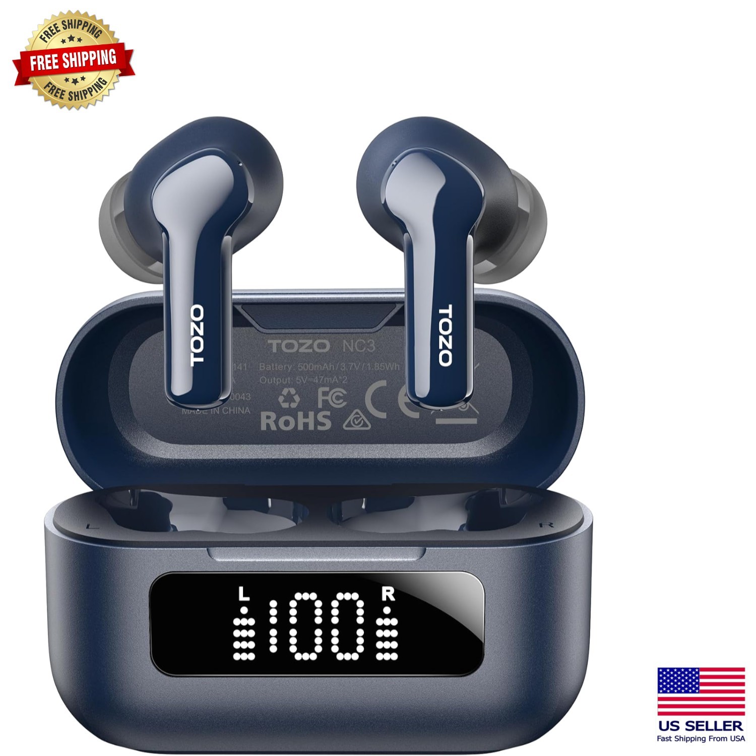 55-Hour Waterproof Wireless Earbuds with Touch Control & Superior Sound Quality