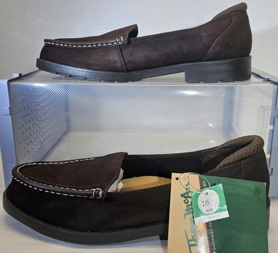 Thom McAn Women s Brown Leather Slip-On Flat Loafers Size 10