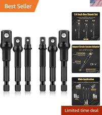 Versatile 6PCS Drill Socket Extension Set – Chrome Vanadium Steel Finish