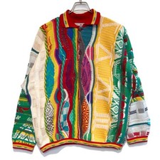 Vtg Coogi 3D Knit 1/4 Button Collar Sweater Multi Made In Australia Size S