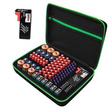 Battery Organizer Storage Case with Tester for AA AAA C D 9V black-green