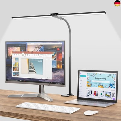 Hensam Schreibtischlampe LED Dimmbar, 1400LM Doppelkopf Schreibtischlampen
