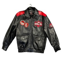 Orange County Choppers Leather Jacket Women s Medium 10-12 Embroidered Biker