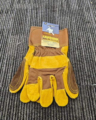 (QTY 3 Pairs) Hands On Leather Palm Glove 100% Premium Cow Split Leather Large