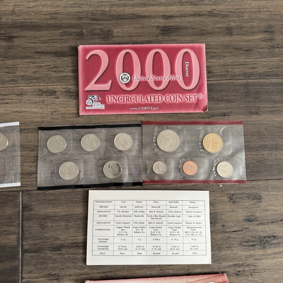 1999-2002 US Mint Uncirculated Coin Sets Philly Denver 63 Coins 7 Sets Proof - Image 4 of 4