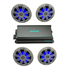 2 Pairs Kicker 6.5" Marine RGB Speakers  KMA6004 4 Channel Boat Amplifier