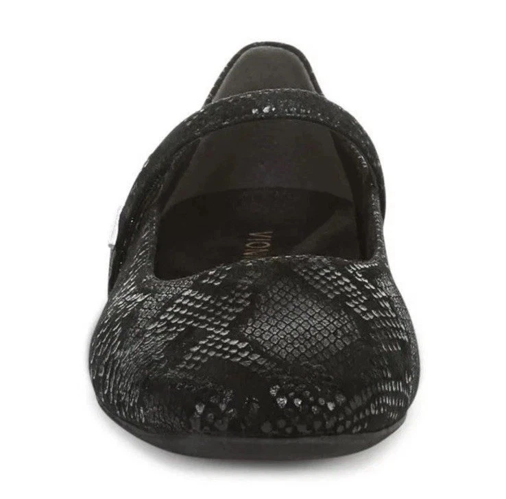 NUEVO EN CAJA Vionic Alameda Mary Jane Plano Negro Serpiente Gamuza Repujado Mujeres 8 Mediano Foto 3 de 4