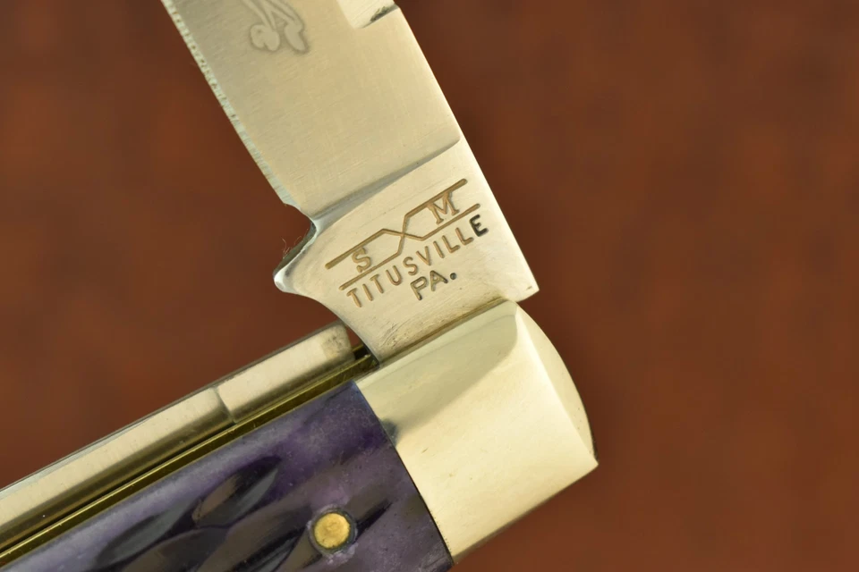 SCHATT & MORGAN СДЕЛАНО В США ФИОЛЕТОВЫЙ КОСТИ 2001 NKCA JACK НОЖ С ЗАЛОГ ИЗЯЩНЫЙ (27627) - Изображение 4 из 4