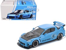 MAZDA RX8 RE-AMEMIYA WIDEBODY RHD LIGHT BLUE 1/64 DIECAST BY POP RACE PR640270