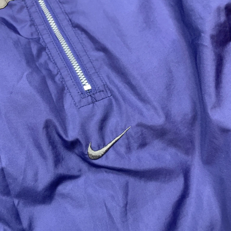 Vintage 90s Nike center swoosh Windbreaker track Jacket Purple Stripe Women's M - Image 3 of 4