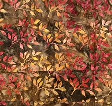 Hoffman Bali Batik Fabric EARTH MEETS SKY Harvest Leaves Design 24 x 44