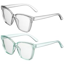 2pcs Sunglasses for Women, PC Anti-Blue Light, Transparent Light Gray  Green