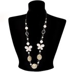 Romantic White Butterfly Leather Cord Long Necklace -80cm Length