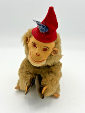 Vintage Wind Up Cymbal Monkey Toy w/ Red Hat Mechanical Clapping Monkey Works