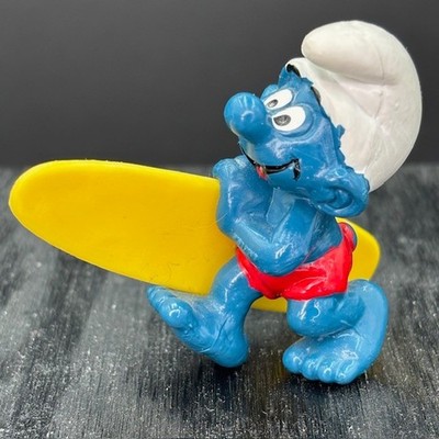 Smurfs 20137 Surfer Smurf Figure Surf Board Vintage Toy PVC