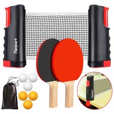 FBSPORT Ping Pong Paddle Set, Portable Table Tennis Set with Retractable Net,Rac