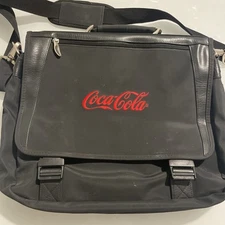 Coca-Cola Black Messenger Bag Shoulder Laptop Briefcase Logo Promo Travel Work