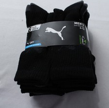 Puma Men's 8-Pack Drycell Moisture-Wicking Crew Socks DH3 Black 6-12 NWT
