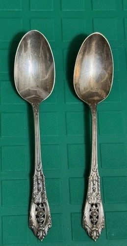 Two Wallace Rose Point Sterling Silver Teaspoons  6"
