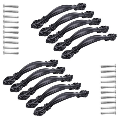 #ad 10pcs Hardware Handle Pull for Cabinet Drawer Flat Black 2 1 2 64mm Hole Ce... $26.61