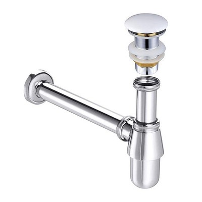 Chrom Flaschenfalle Waschbecken Ablaufgarnitur Click Clack Pop Up Stopfen Bad Waschbecken Rohr