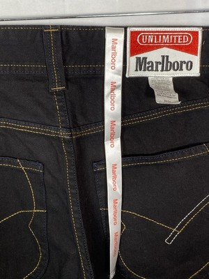 Vintage Rare Marlboro 30x31 Original Straight Jeans Button Fly Black. Dead stock