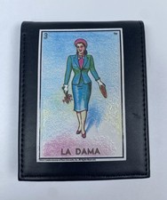 Mexican LOTERIA Men's "LA DAMA" Don Clemente Black Bifold Wallet - NEW