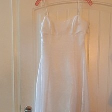 Kiki USA White A-Line Full-Length Wedding Dress 10 Spaghetti Straps Beaded