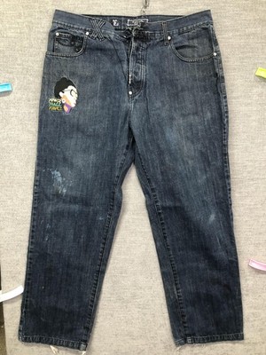 LRG Jeans Mens 38x32 Blue Straight Power To All People Embroidered Pockets Denim