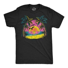 Mens Funny T Shirts Neon Shore Awesome Vacation Graphic Novelty Beach Tee For