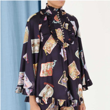 Zimmermann Celestial Swing Frill Blouse Size 2 12 au 8 us Zodiac Tarot Ruffle