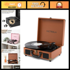Bluetooth Suitcase Record Player - 3-Speed Turntable, Built-in Speakers, Headpho