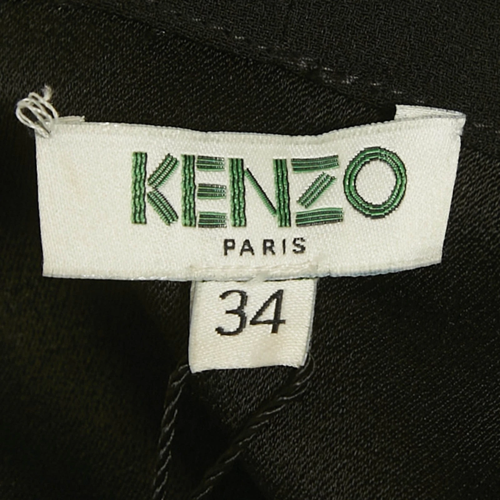 Kenzo Mini Abito Nero Raso Collo Alto S