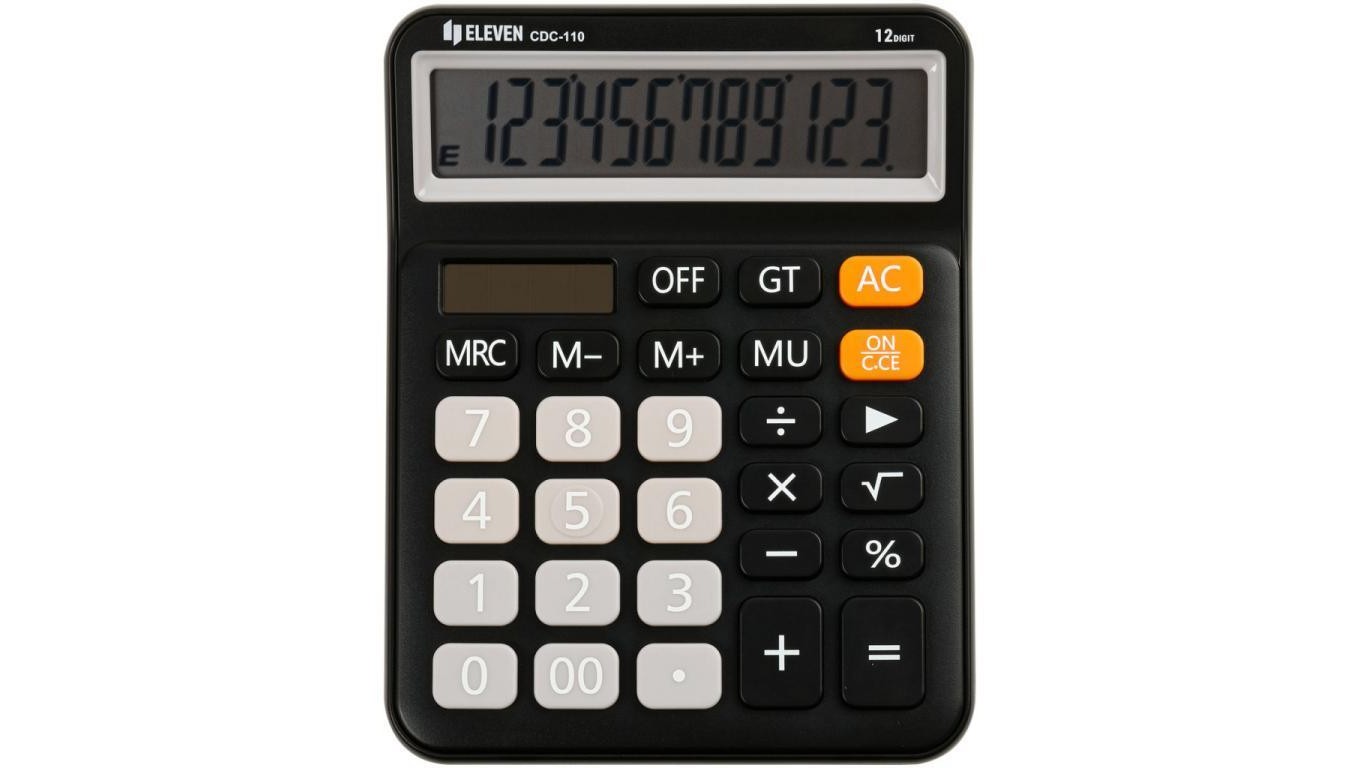 ОДИННАДЦАТЬ калькуляторов с цифрами, расположенными по центру, CDC110B