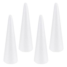 White Foam Cones for DIY Craft Projects Durable Christmas Table Decorations 4Pcs