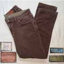 VINTAGE Polo Country Ralph Lauren Moleskin Chino Size 36 Brown Pants Cotton