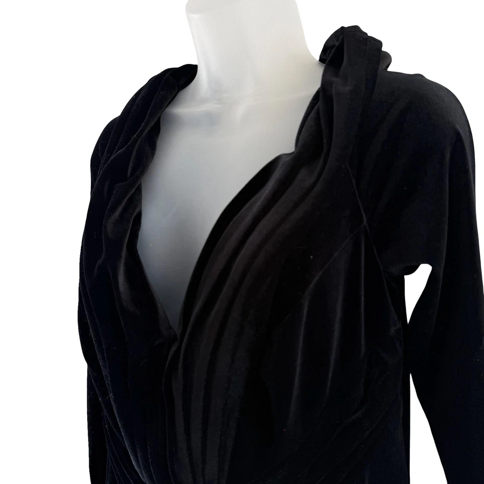 Vintage Tadashi Shoji Dress Womens XL Black Velvet Long Sleeve Ruched Gown Y2K - Image 4 of 4