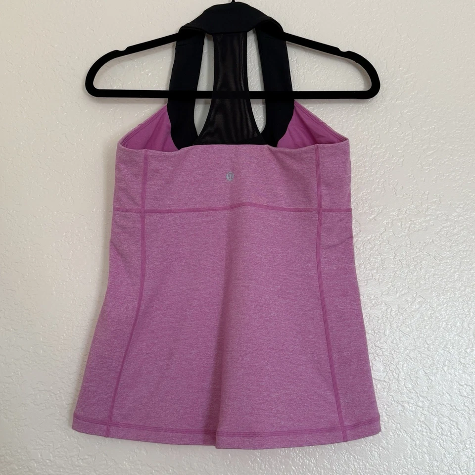 Lululemon 女式低圆领背心粉色赛车瑜伽跑步健身房 10 码  — 第 2/4 张图片