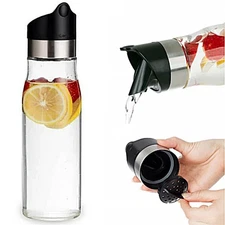 28 OZ Glass Pitcher With Lid Water Carafe Easy Twist Stainless Steel & Plasti...