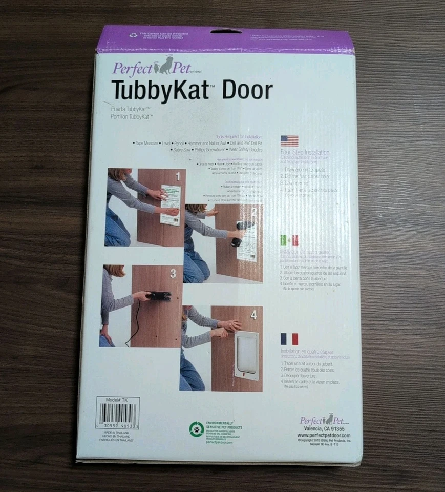 PERFECT PET TubbyKat Door w/4 Way Lock & Lexan Flap For Cats Up To 25lbs.  - Image 3 of 4