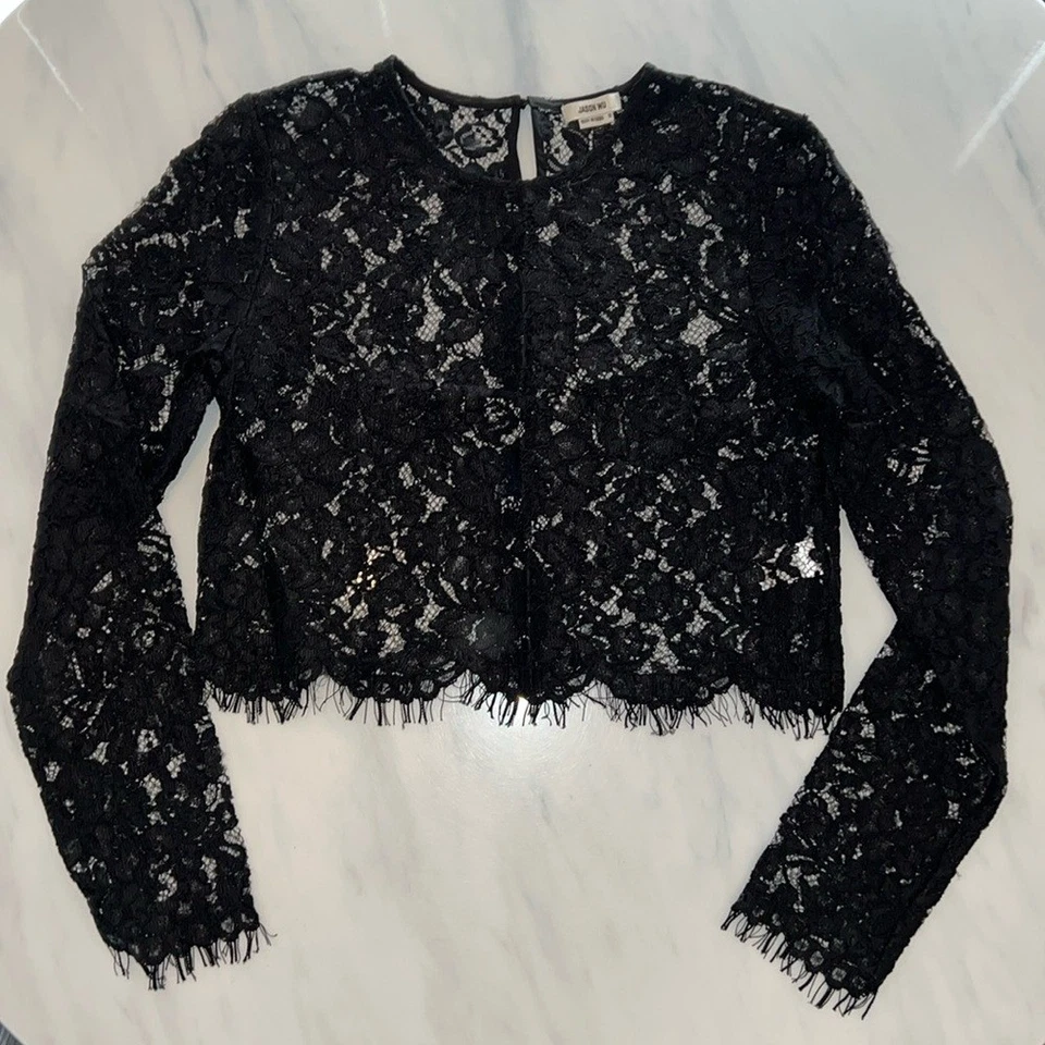 NUEVO CON ETIQUETAS JASON WU Conjunto de Falda Midi Lápiz y Top de Encaje Pestañas Recortadas Negro Talla 10 Foto 2 de 4