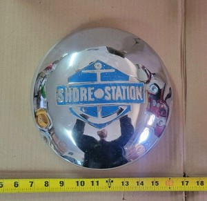 Vintage Shore Station 9.5 Inch Chrome Boat Trailer Hub Cap Dog Dish Cover