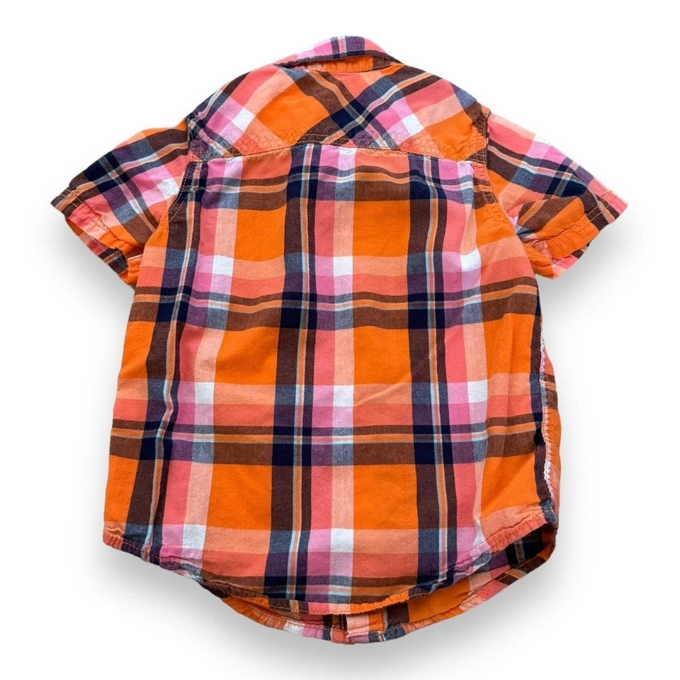 Camisa Arizona Niños Talla 6 Naranja Azul Marino Rosa Blanco Azul Cuadros Manga Corta Abotonada Foto 4 de 4