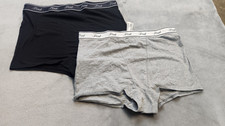 Victoria  s Secret PINK Size M Black Gray 2 Pack Cotton High Waist Boyshort Panty