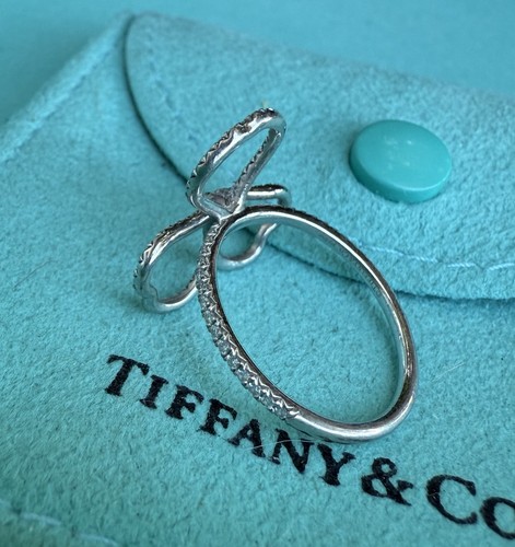 TIFFANY & CO. Platinum Pt950 Diamond LARGE Paper Flowers Ring Sz 6 - Picture 6 of 9