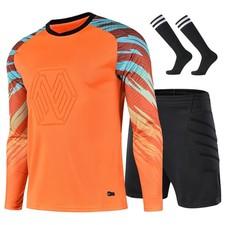 Soccer Goalie Jersey and Shorts Set for Boys,Long Sleeve Goalie Uniform Kit f...