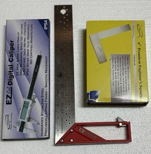 iGaging EZ Cal Digital Caliper 6”(IP54), Kapro 10” Square, iGaging 6” Square