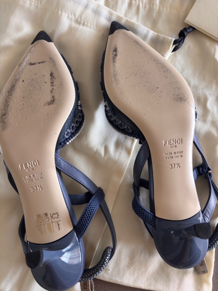 FENDI コリブリ　37 Fendi/Colibri Kitten Heel/37.5/ Beaded/Slingback/Blue | eBay